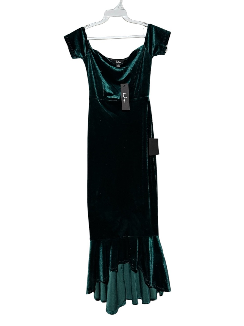 Lulus NWT Green Velvet Gown Dress Size XS Dark Romantic Old Hollywood Glam